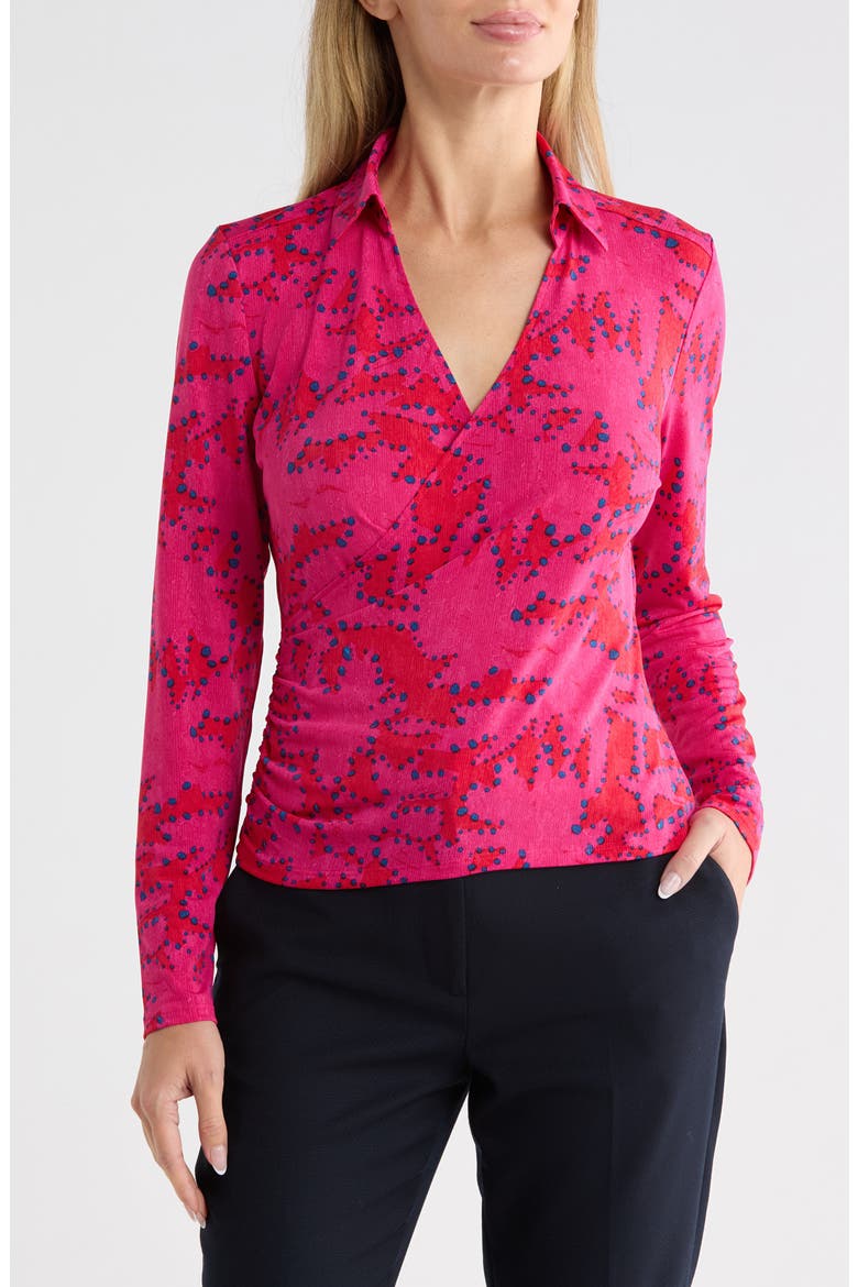 Clashy Petals Knit Wrap Top, Main, color, PINK MULTI