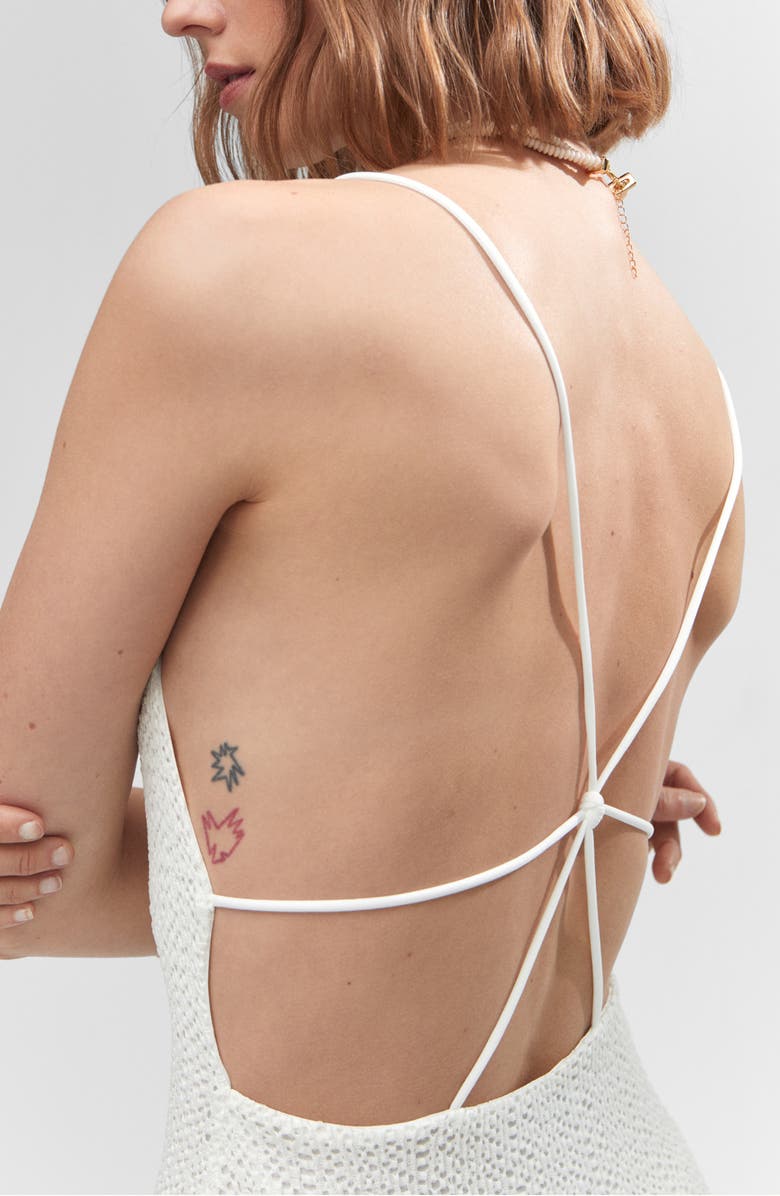 MANGO Crossback Mesh Dress, Alternate, color, 