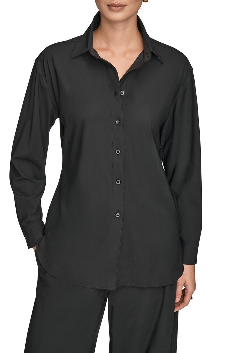 Donna Karan New York Front Button Shirt, Main, color, Black