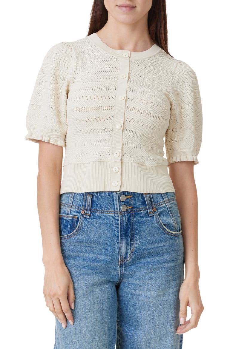 Pointelle Stitch Cardigan, Main, color, BIRCH