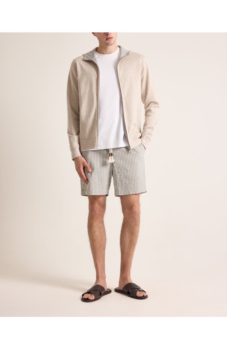 Orlebar Brown Sonoran Seersucker Relaxed Fit Seersucker Stripe Shorts, Alternate, color, Elephant Grey/Latte Stripe