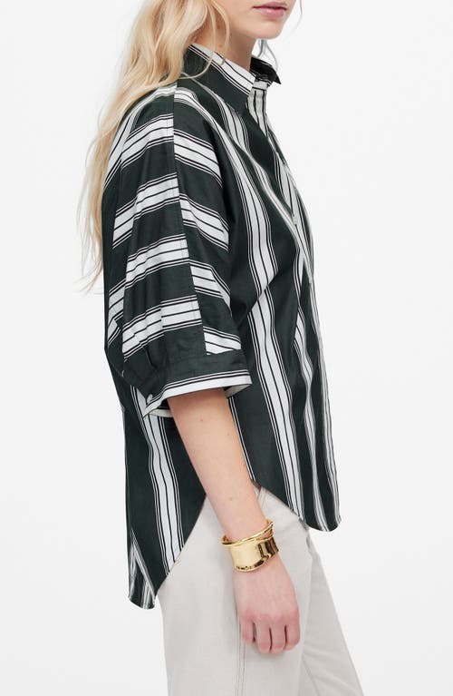 MADEWELL MADEWELL STRIPE OVERSIZE SHORT SLEEVE BUTTON-UP SHIRT 