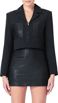 Endless Rose Sequin Pocket Crop Blazer
