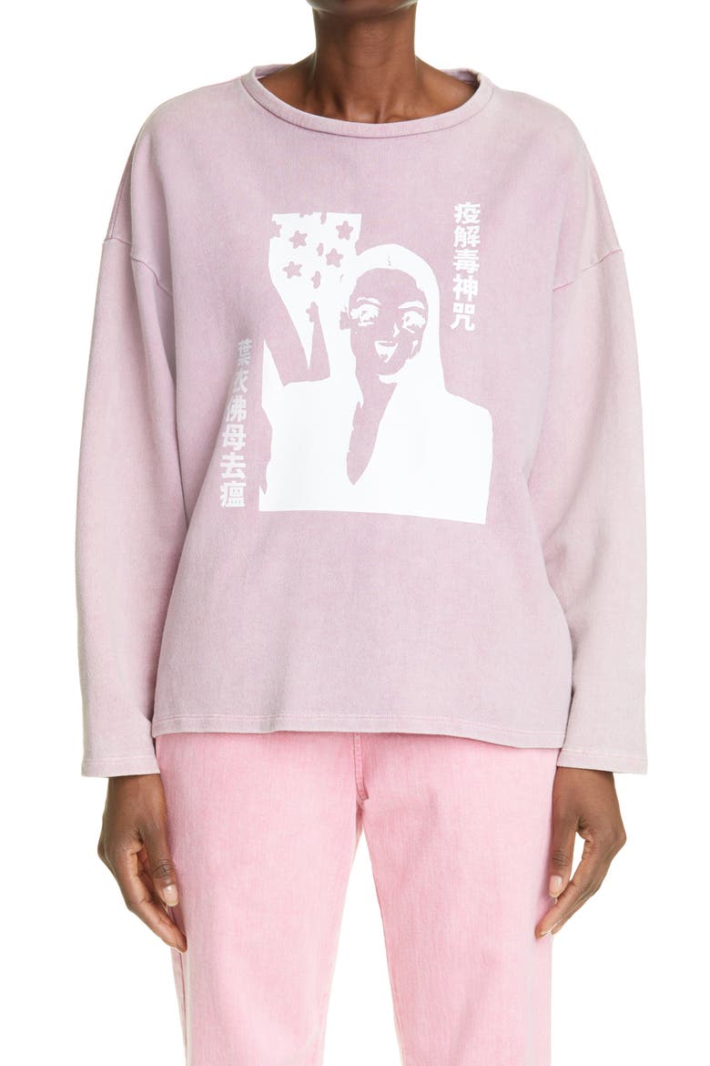 Unisex Anime Graphic Sweatshirt, Main, color, ACID PINK