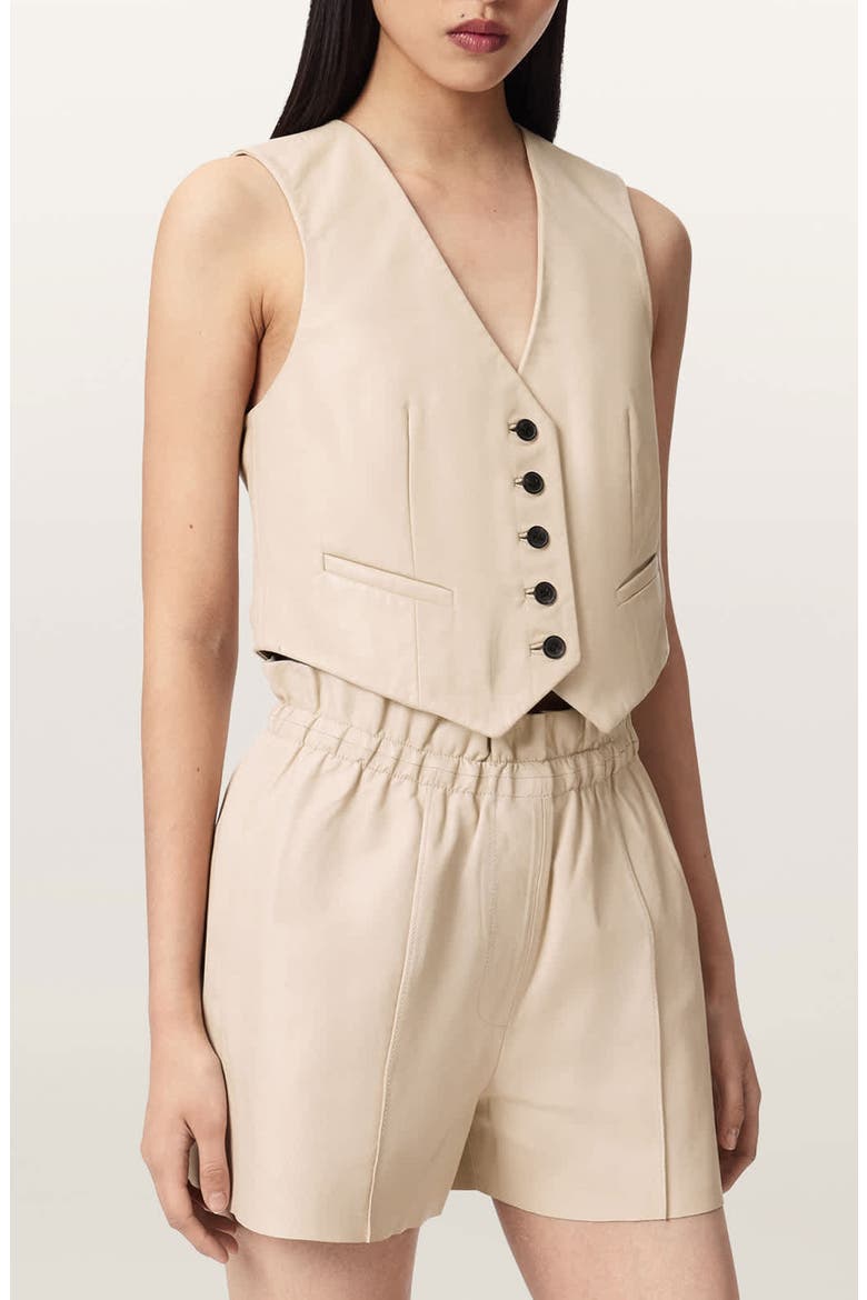 Arla Leather Vest, Main, color, ANTIQUE WHITE