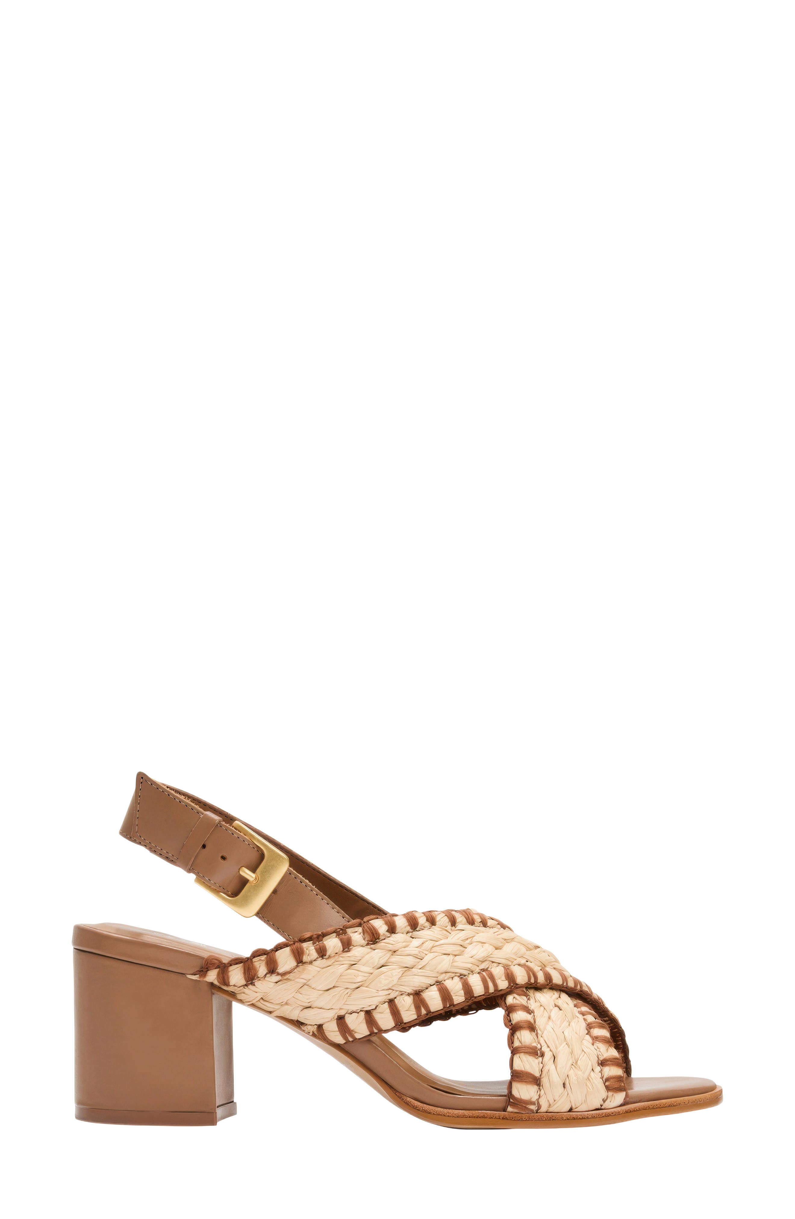 André Assous Hazel Raffia Slingback Sandal, Alternate, color, Cognac/ Natural