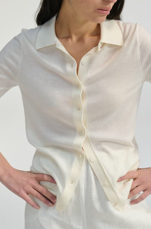 Almina Concept Button Up Knit Top In Ivory
