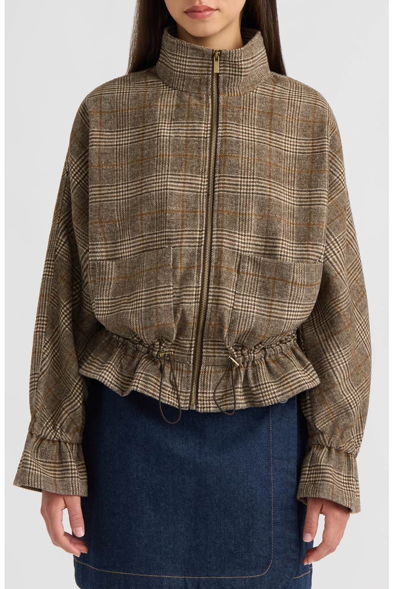 Brushed Plaid Dolman Jacket, Main, color, BROWN PLAID