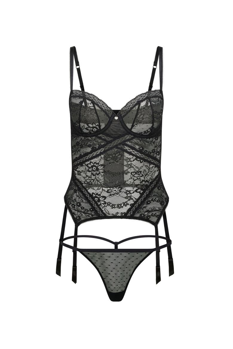 Scottie Unlined Balconette Bustier, Alternate, color, Black
