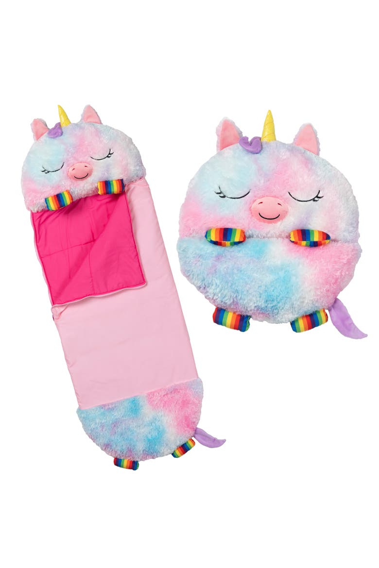 Pillow & Sleepy Sack Medium Rainbow Unicorn, Alternate, color, Multicolored