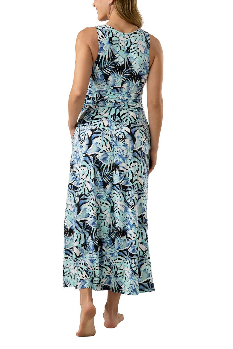 V-Neck Maxi Dress with Pockets, Alternate, color, Black Exotic Palms