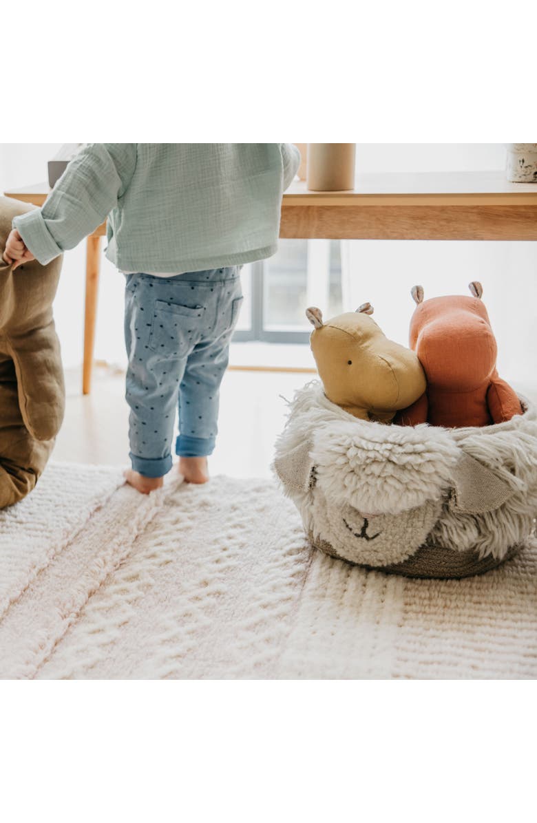 Lorena Canals Woolable Basket Pink Nose Sheep, Alternate, color, Sheep White, Rose, Sandstone