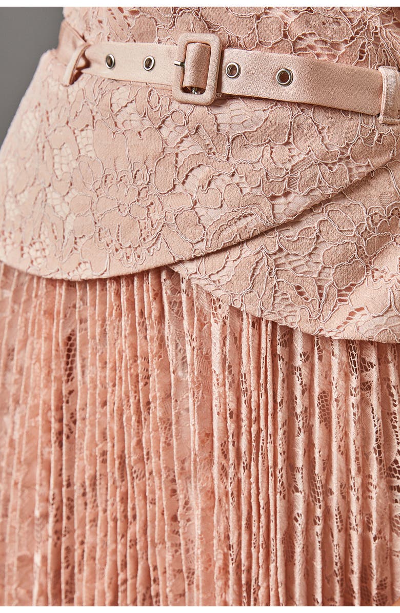 Coast Lace 2-In-1 Jacket Pleated Midi Dress, Alternate, color, Blush