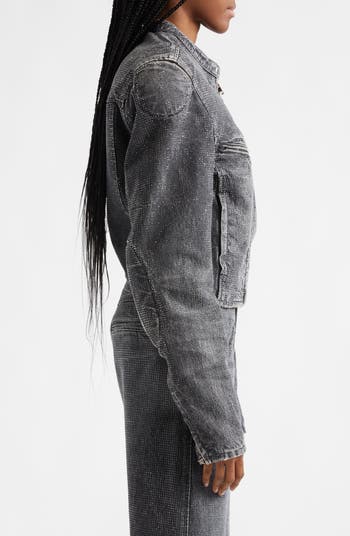 Alexander Wang Crystal Embellished Denim Moto Jacket | Nordstrom