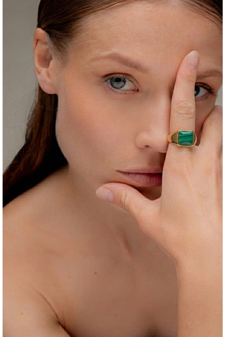 Malachite Pinki Rng In Gold, Alternate, color, Gold / Green