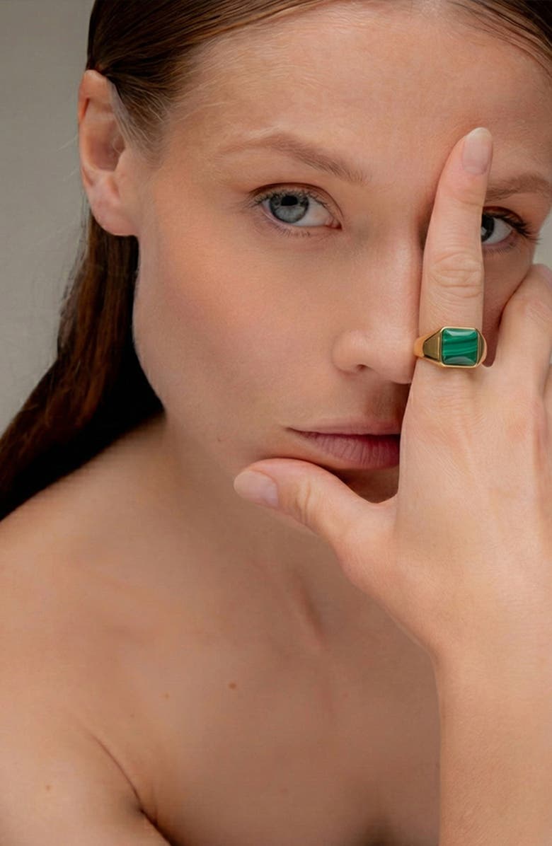 YOJ Malachite Pinki Rng In Gold, Alternate, color, Gold / Green