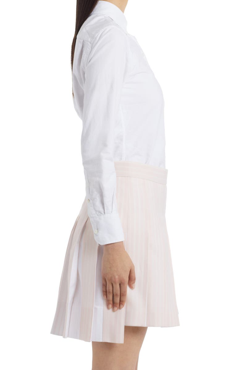 Thom Browne Classic Point Collar Long Sleeve Cotton Blouse, Alternate, color, White
