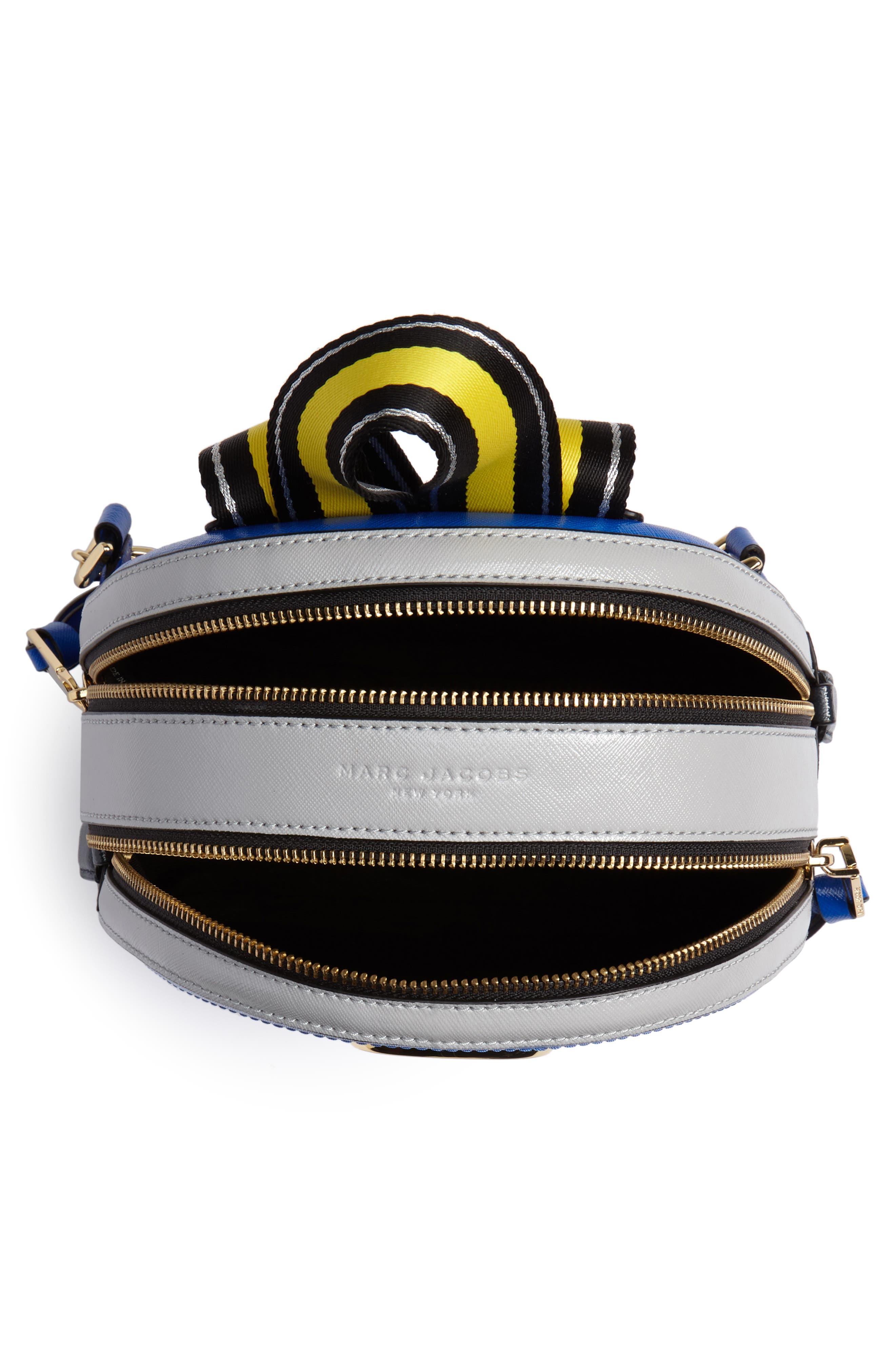 MARC JACOBS Pack Shot Leather Backpack, Alternate, color, DAZZLING BLUE MULTI