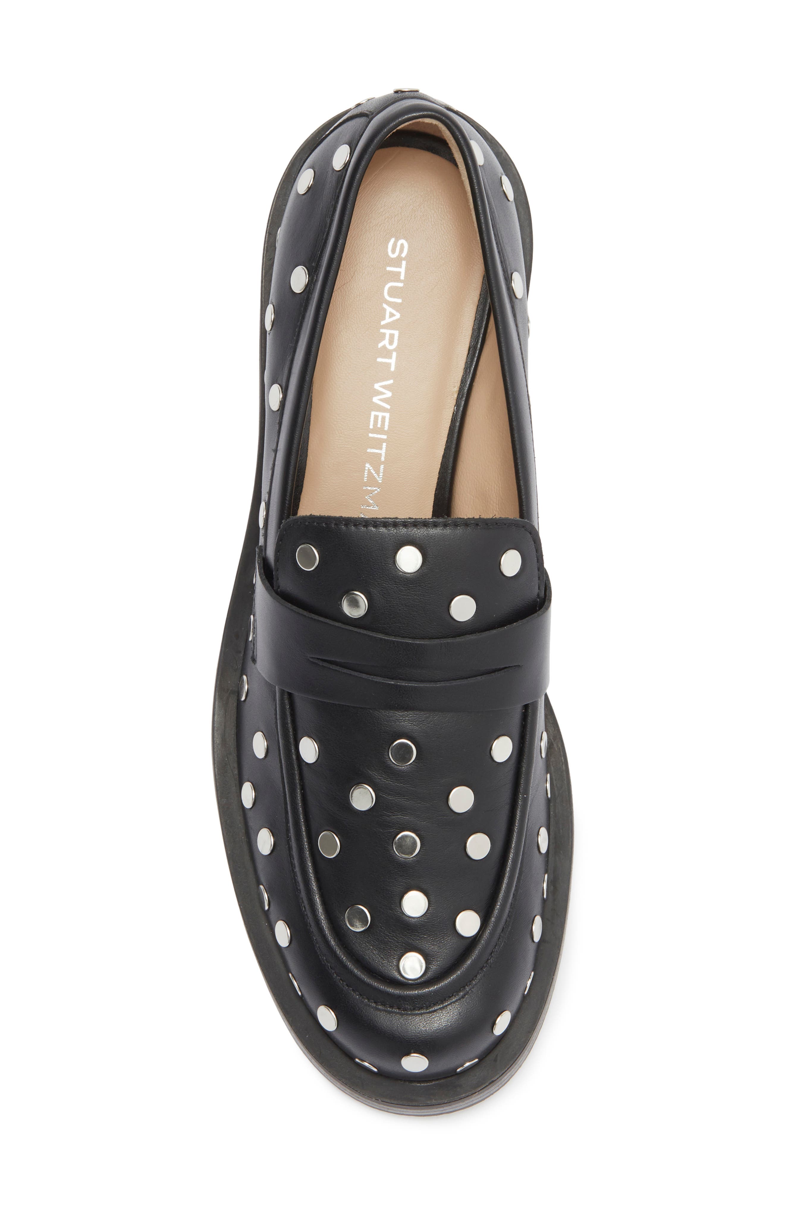 Stuart Weitzman Palmer Bold Stud Loafer, Alternate, color, Black