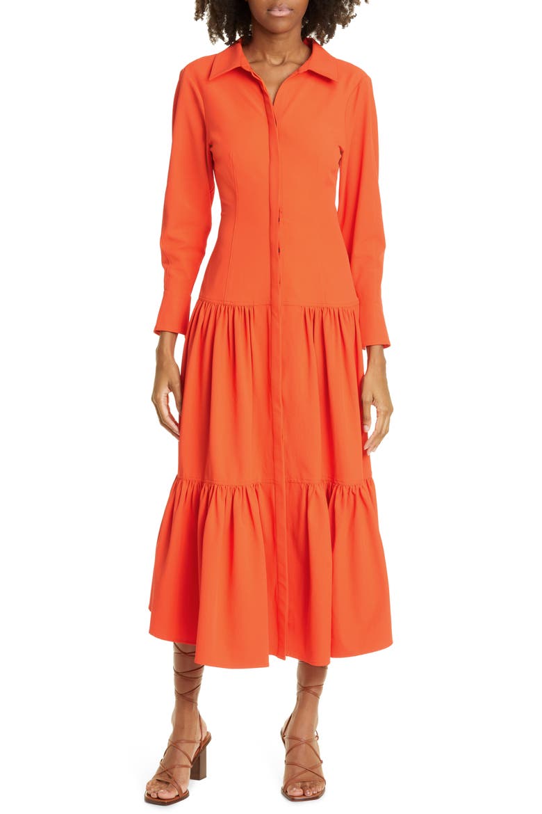 Foy Long Sleeve Shirtdress, Main, color, LAVA