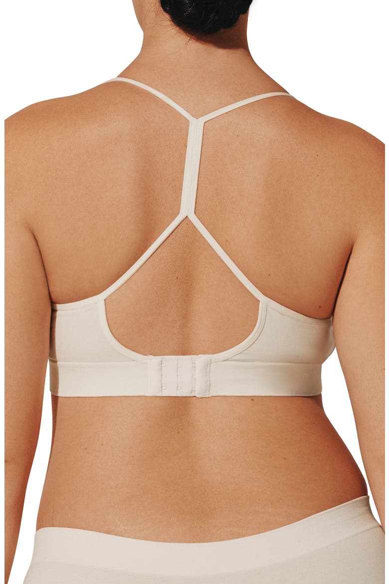 Seamless Stretch Cotton Blend Wireless Bralette, Alternate, color, SEA SALT