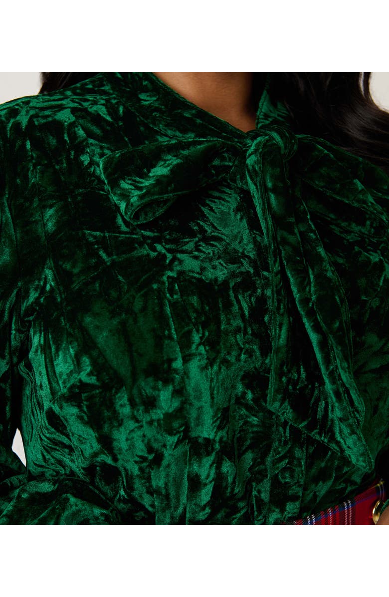 Unique Vintage Plus Size Long Sleeve Neck Tie Gwen Blouse, Alternate, color, Green