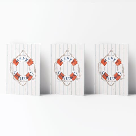 Lifebouy Merry Christmas Winter/Holiday/Christmas Greeting Card Pack Sets (3 ct)