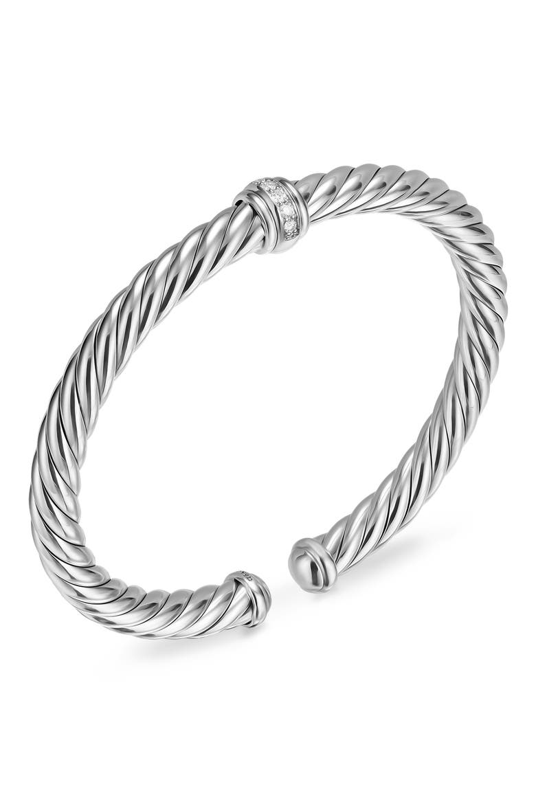 Cablespira® Flex Bracelet in Sterling Silver with Diamonds, 6mm, Alternate, color, SILVER PAVE