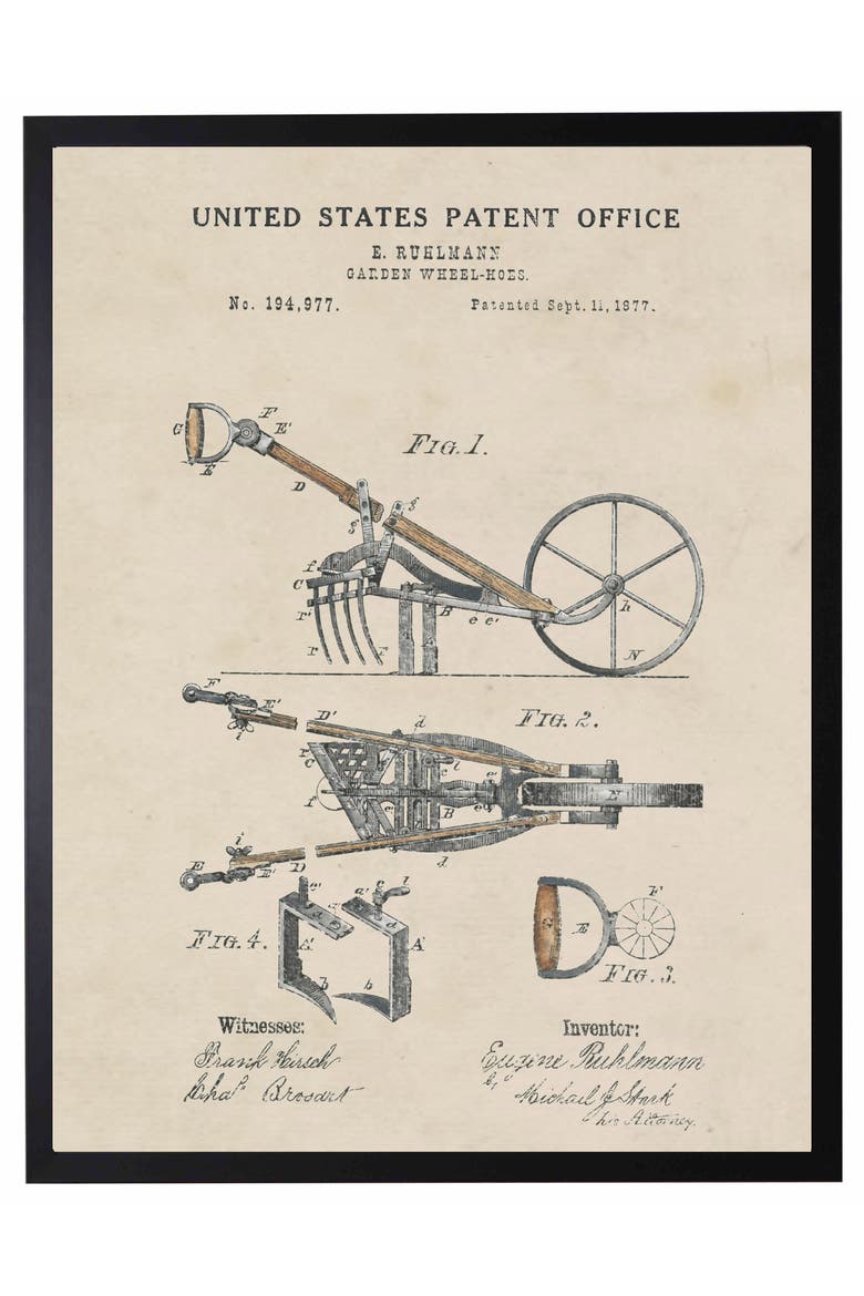 Garden Plow Patent in Black Frame, Main, color, No Color