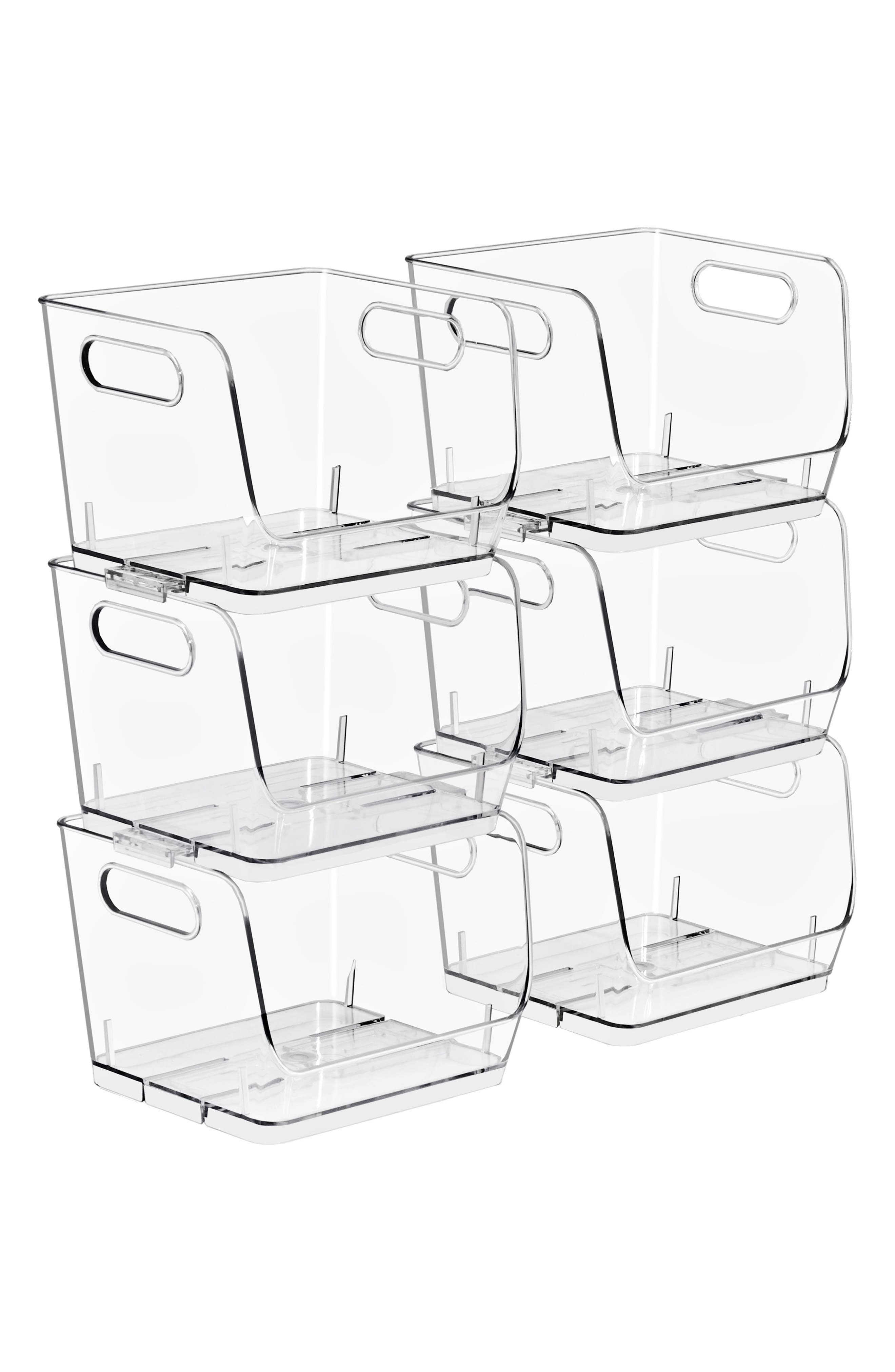 Set of 6 Small Square Stackable Open Front Bins