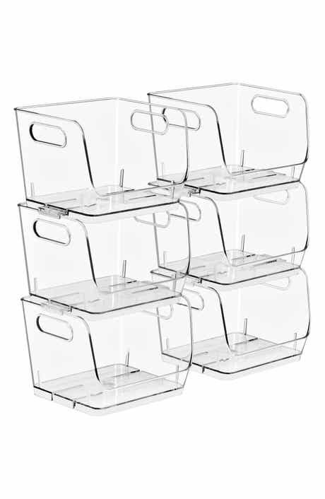Set of 6 Small Square Stackable Open Front Bins