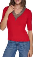 DKNY Embellished V-Neck Sweater
