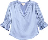 Cinq à Sept Fiona Split Neck Silk Top