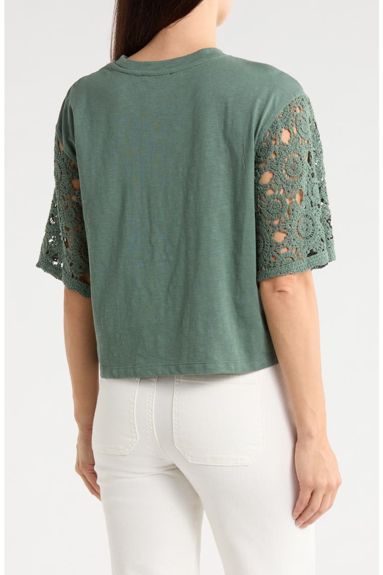 Eyelet Sleeve T-Shirt, Alternate, color, HARMONY GREEN