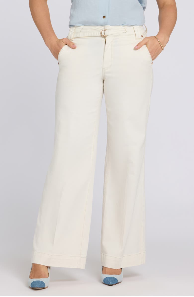 NYDJ Mia Belted High Waist Palazzo Flare Jeans, Main, color, Vintage White