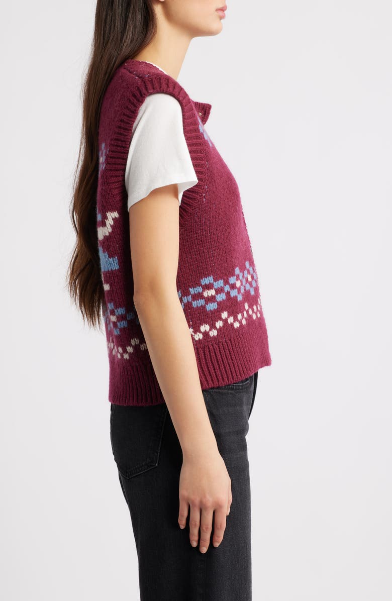 Damson Madder Sofie Wool Sweater Vest, Alternate, color, Burgundy