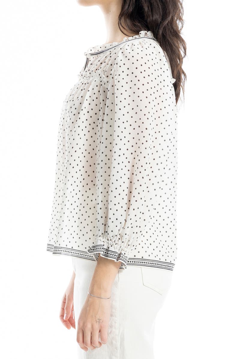 MAX STUDIO Floral Three-Quarter Bubble Sleeve Top, Alternate, color, Ecru/ Black