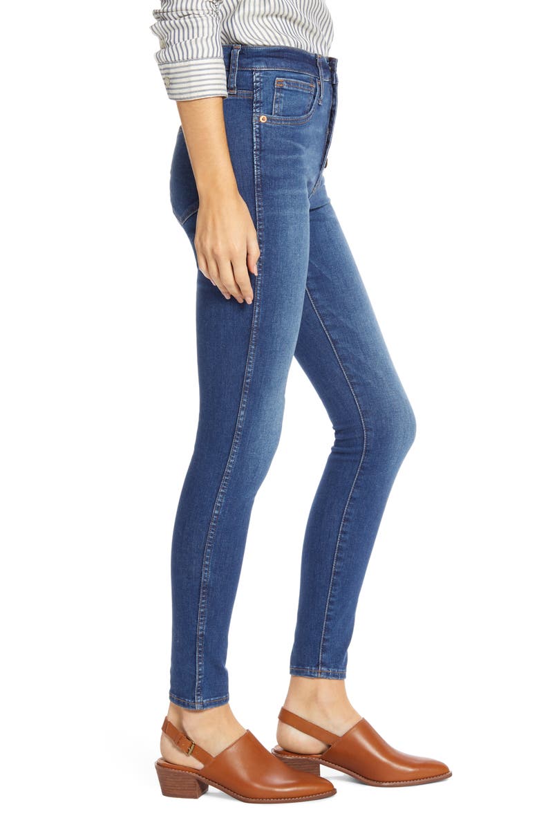 Madewell High Rise Button Front Skinny Jeans, Alternate, color,