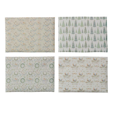 12-Roll Tree/Nativity Patterned Wrapping Paper Sheets, Multicolor