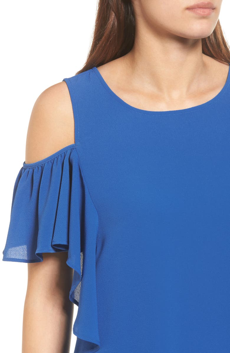 Bobeau Cold Shoulder Ruffle Sleeve Top, Alternate, color, Royal
