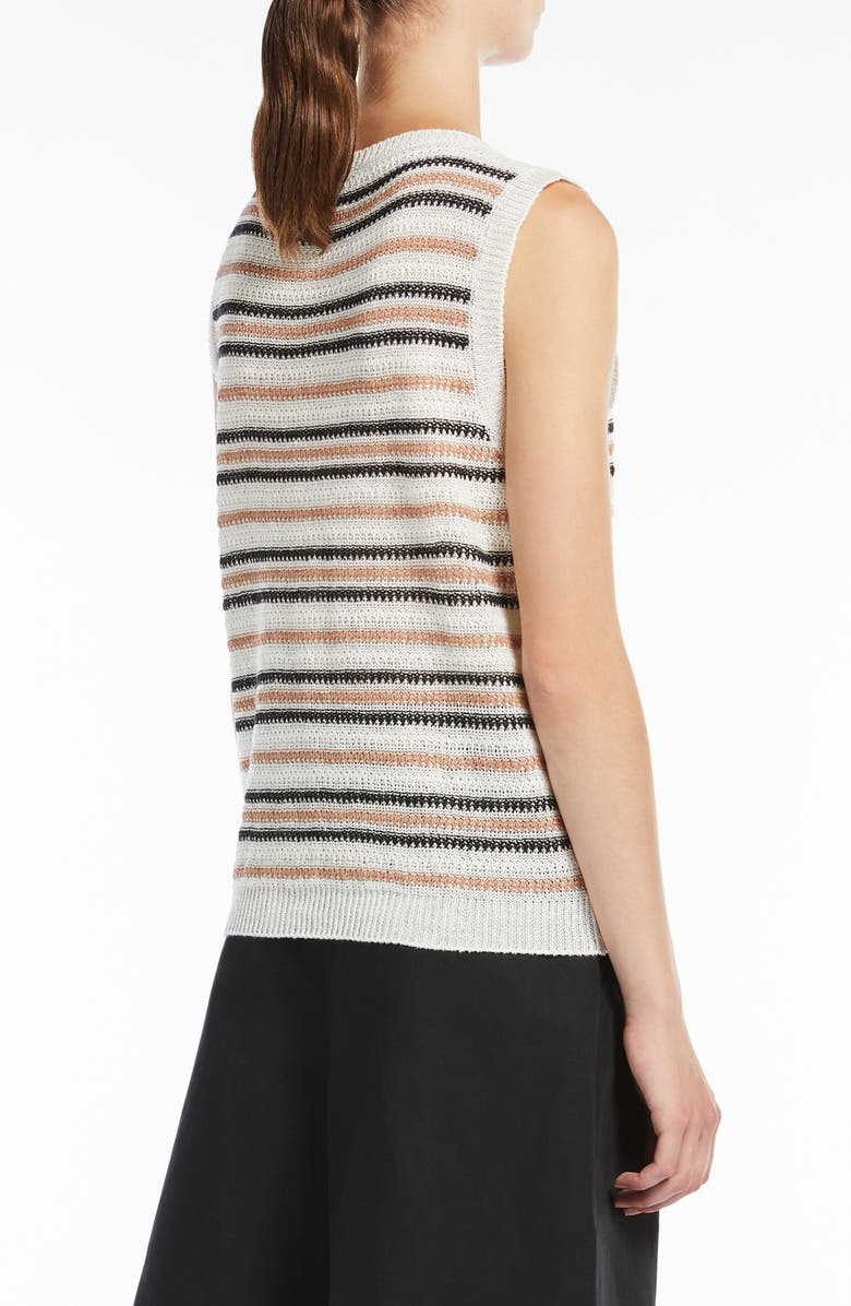 Weekend Max Mara Ciad Stripe Sleeveless Linen Sweater, Alternate, color, Desert
