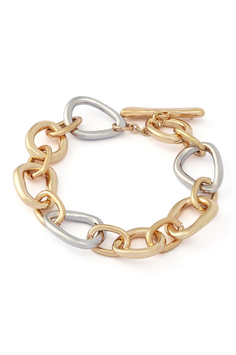 Link Toggle Bracelet, Alternate, color, TWO TONE GOLD