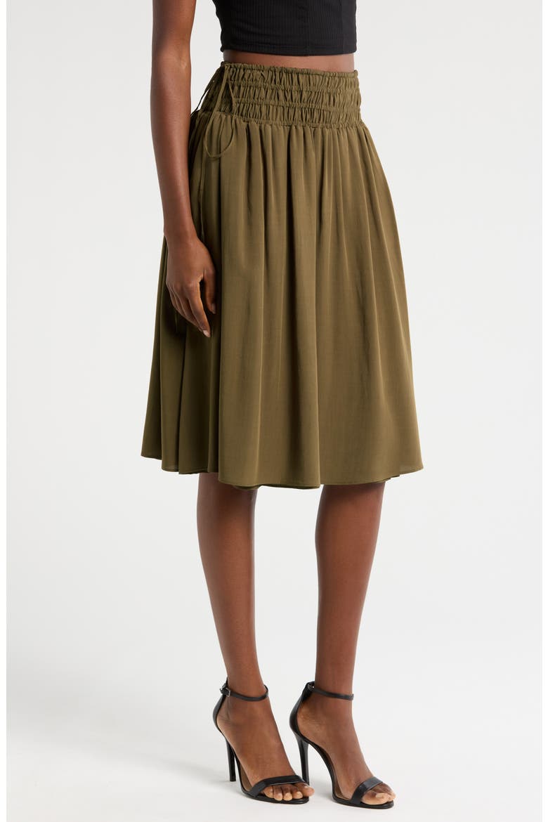 Smock Waist Skirt, Alternate, color, OLIVE