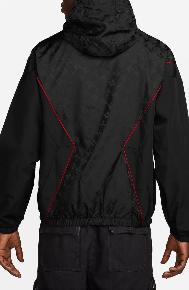Jordan Brooklyn Printed Hooded Nylon Track Jacket, Alternate, color, Black/ Gym Red