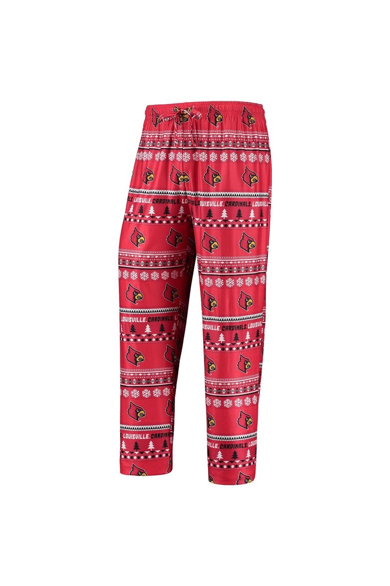 Men's Concepts Sport Red Louisville Cardinals Ugly Sweater Long Sleeve T-Shirt and Pants Sleep Set, Alternate, color, Red