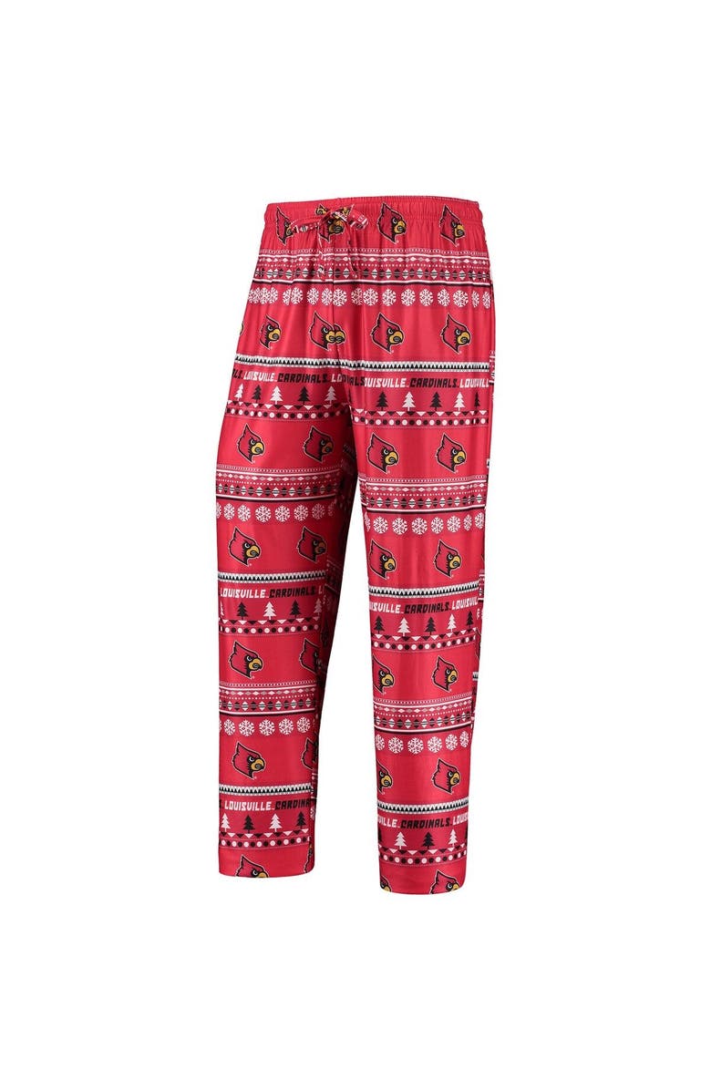 CONCEPTS SPORT Men's Concepts Sport Red Louisville Cardinals Ugly Sweater Long Sleeve T-Shirt and Pants Sleep Set, Alternate, color, Red