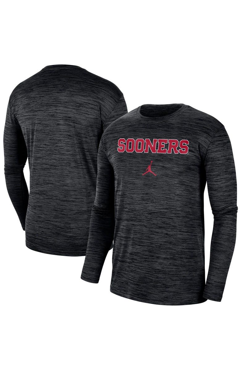 Jordan Brand Men's Jordan Brand Black Oklahoma Sooners Team Velocity Performance Long Sleeve T-Shirt, Main, color, 