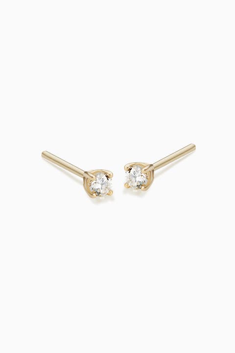 14K Gold Shine Bright Diamond Mini Studs