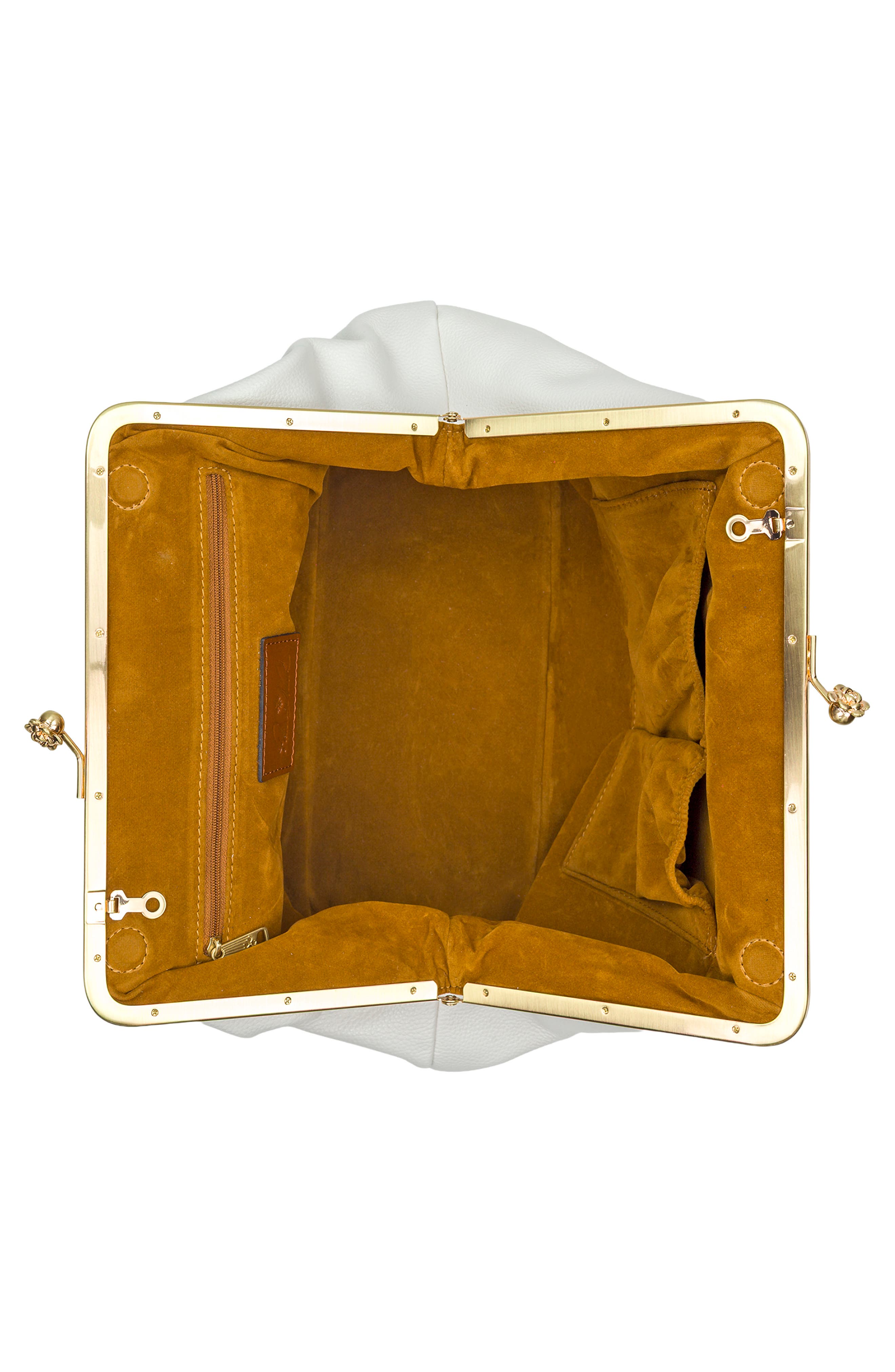 Vivienne Frame Leather Clutch, Alternate, color, MERINGUE