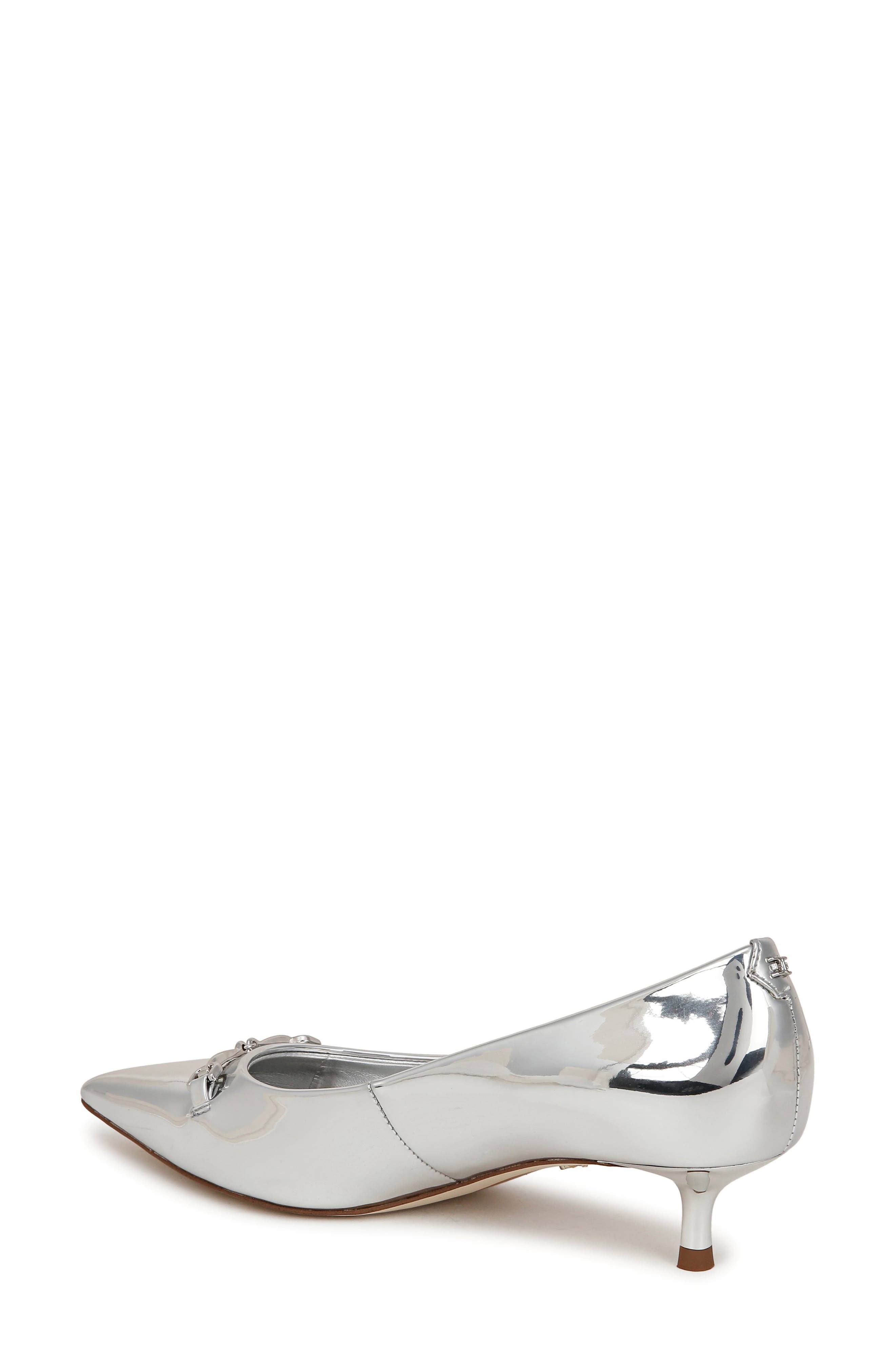 Kaya Pointed Toe Kitten Heel Pump, Alternate, color, SOFT SILVER